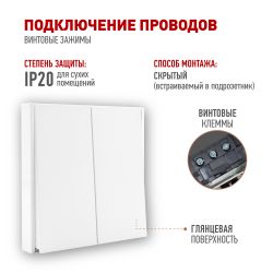 Выключатель ЭРА Arktik 16-1104-01 двойной 10АХ-250В белый | Эра Arktik
