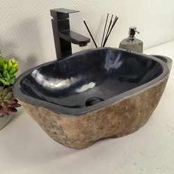 Раковина из речного камня RS-65599 43x40x15 из натурального камня