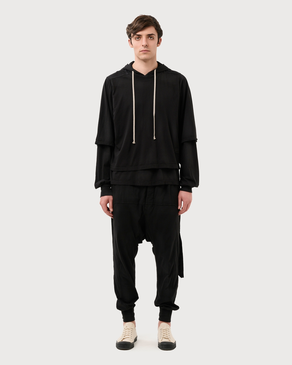RICK OWENS DRKSHDW БРЮКИ ЧЕРНЫЕ HOLLYWOOD PRISONER DRAWSTRING
