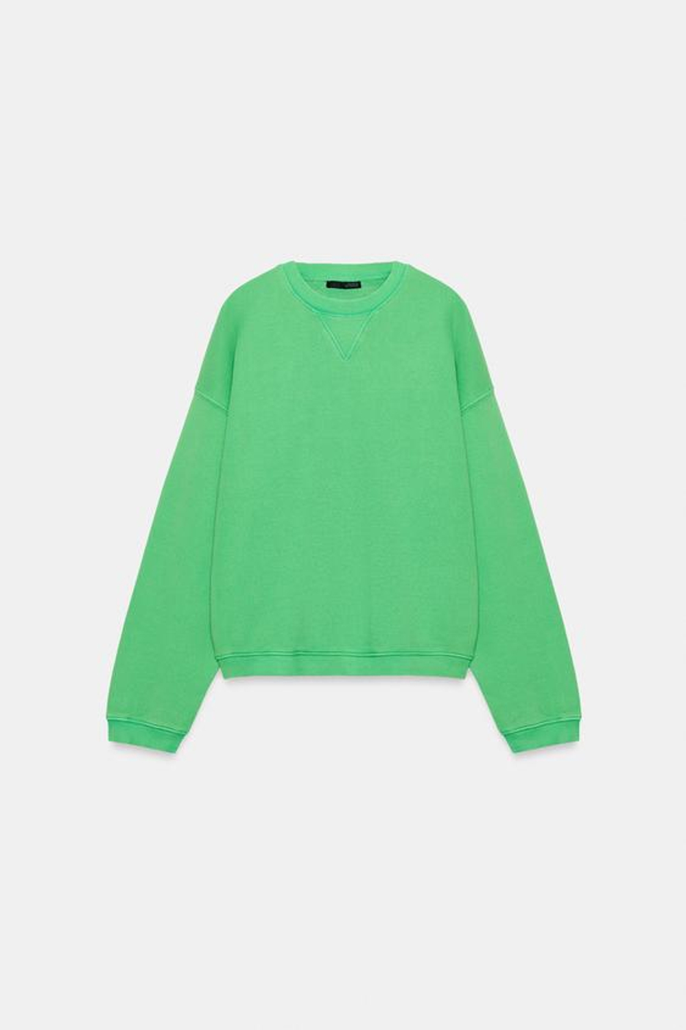ZARA ТОЛСТОВКА С ЭФФЕКТОМ ПОТЕРТОСТИ, ЗЕЛЕНЫЙ
