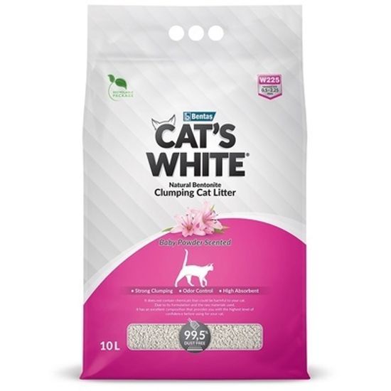 Cat's White Baby Powder наполнитель комкующийся с ароматом Детской присыпки