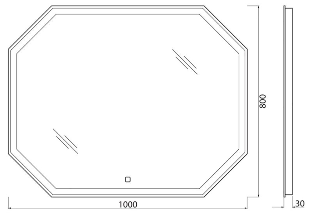 Зеркало BelBagno SPC-OTT-1000-800-LED-TCH