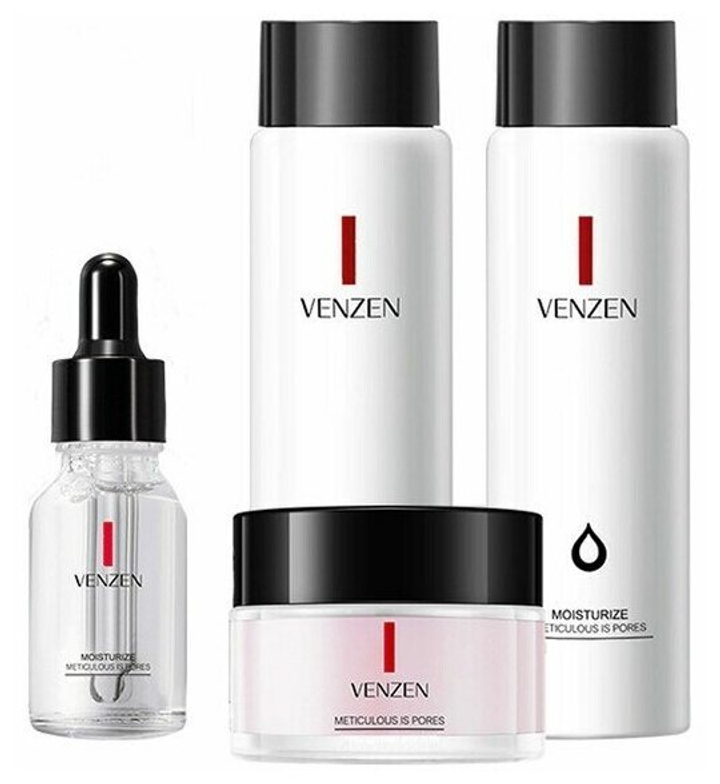 Набор для ухода за лицом Venzen Moisturize meticulous is pores skin care four piece set с ниацинамидом