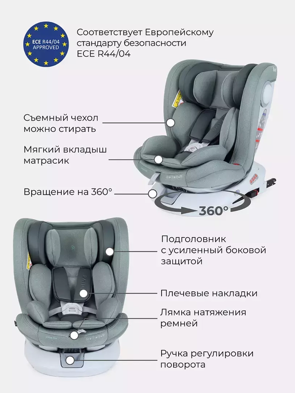 Автокресло Rant Drive Active Line 0/1/2/3 (0-36кг) Green/Зеленый isofix