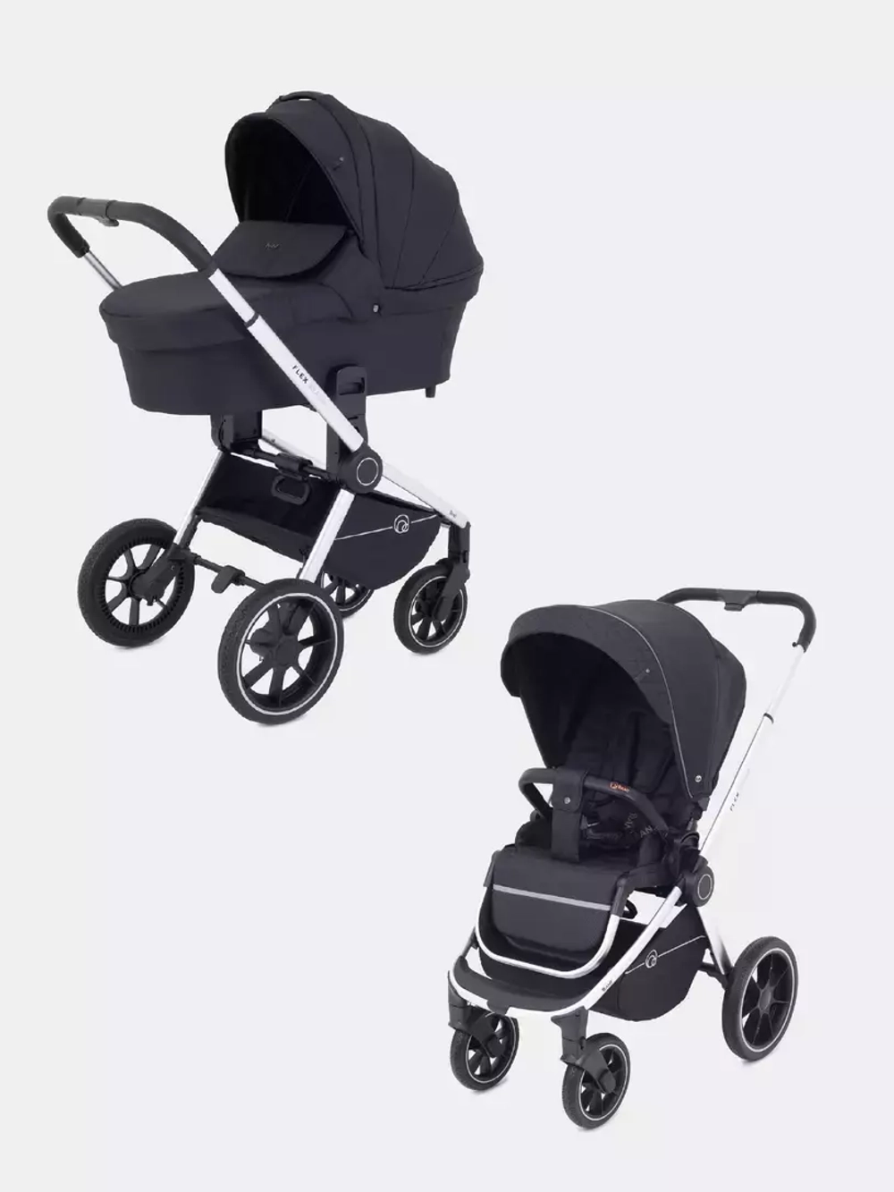 Коляска детская "FLEX GRAND" (2в1) RA072 Midnight Black + сумка