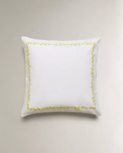 ZARA HOME НАВОЛОЧКА ДЛЯ ДЕКОРАТИВНОЙ ПОДУШКИ С ПРИНТОМ, ЖЕЛТОВАТО-БЕЛЫЙ