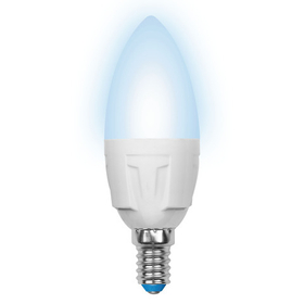 Лампа светодиодная LED-C37 7W/NW/E14/FR PLP01WH Форма "свеча" матовая ЯРКАЯ, Белый свет 4000К UL-00002411