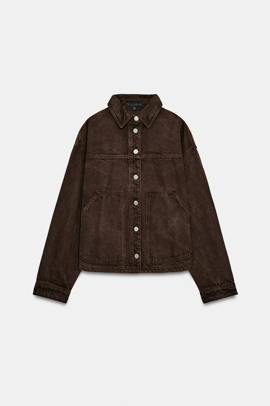 ZARA ДЖИНСОВАЯ КУРТКА Z1975, КОРИЧНЕВЫЙ