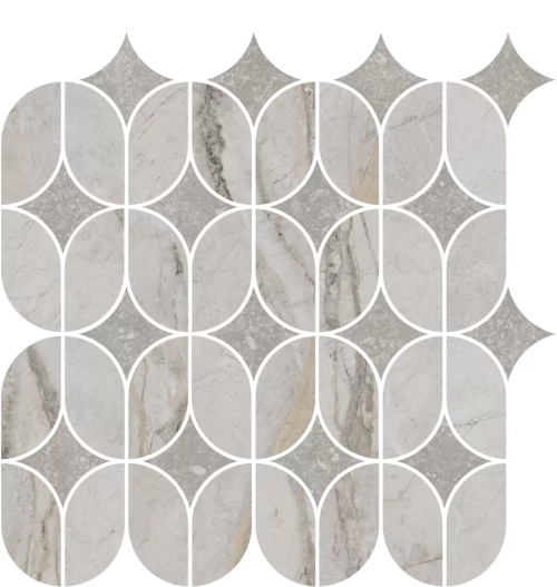 Керамический декор KERAMA MARAZZI ИФРАН наборный серый светлый глянцевый обрезной 30x32,5 (9 мм.) арт. KMD2HID004BR