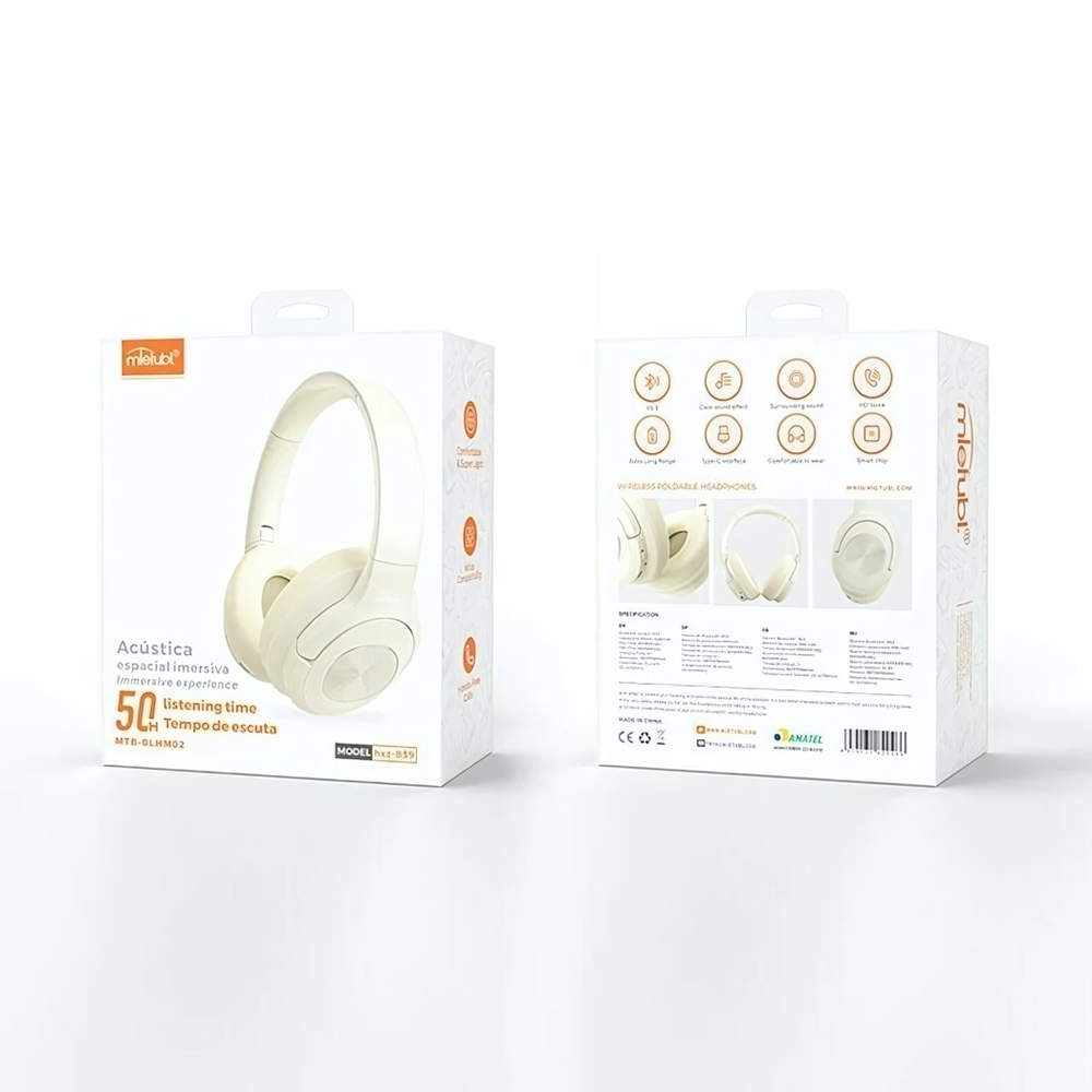 Bluetooth - гарнитура Mietubl MTB-BLHM02, накладные, BT5.3, 500mAh Beige