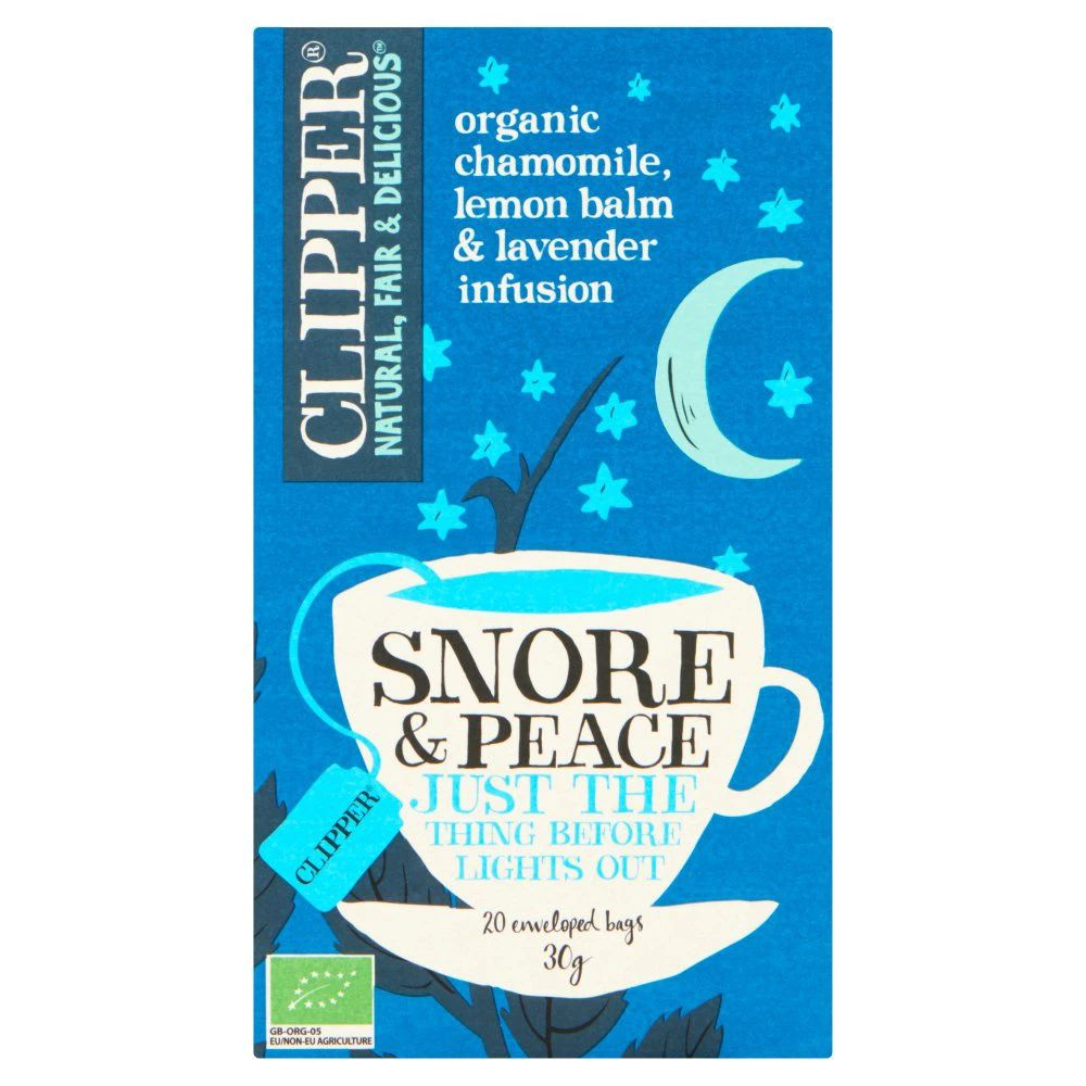 Clipper Чай травяной SNORE & PEACE (ромашка, мелисса, лаванда, шиповник и др.) 20 пакетиков 30 г (из Финляндии)