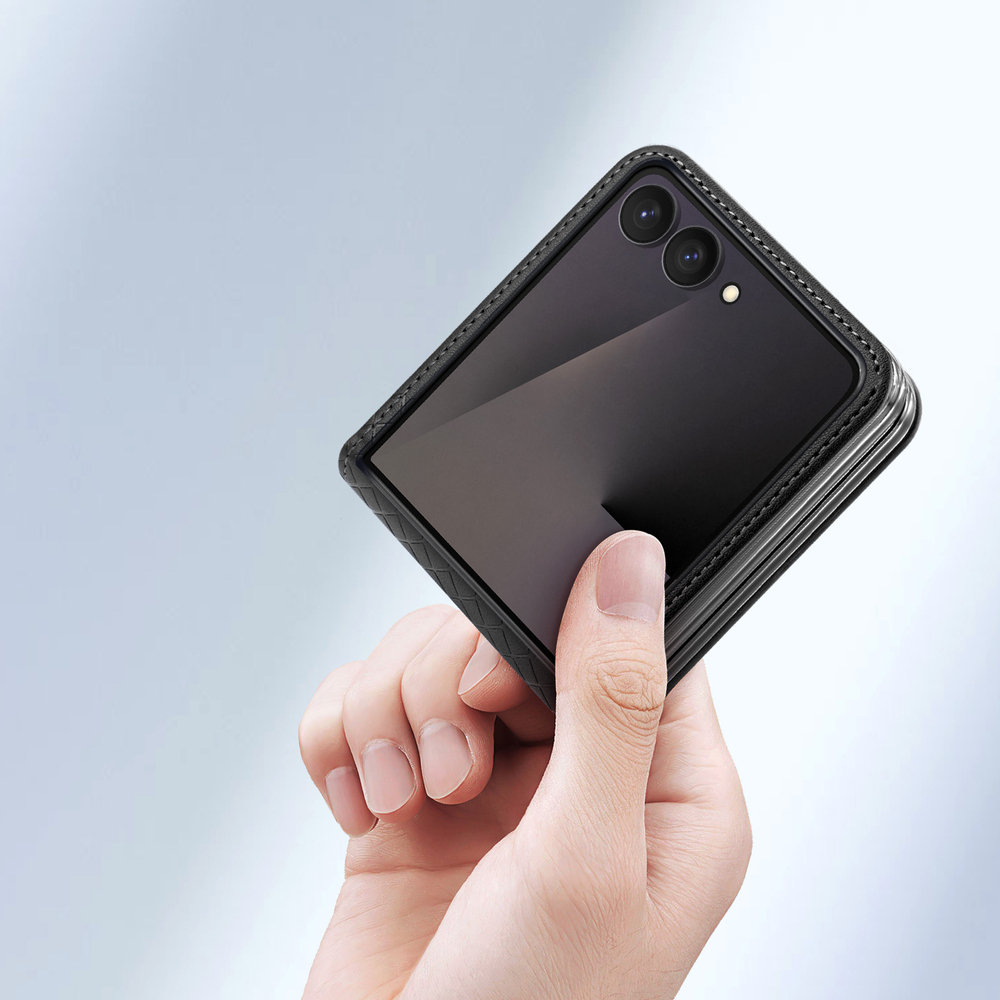 Чехол черного цвета из кожи для Samsung Galaxy Z Flip 8, серия Bril Series Case от Dux Ducis