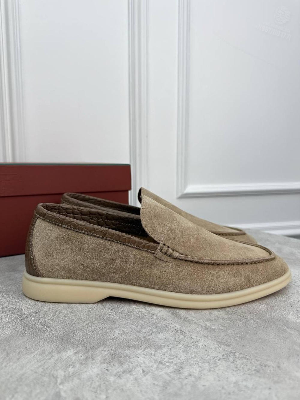 Лоферы Loro Piana Summer Walk со вставками кожи крокодила