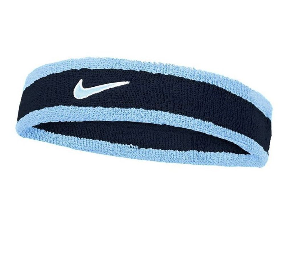 Повязка на голову теннисная Nike Swoosh Headband - aquarius blue/college navy/pale ivory