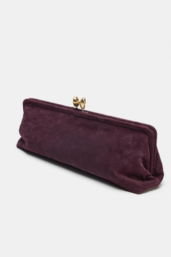 ZARA КОЖАНЫЙ КЛАТЧ, БОРДОВО-КРАСНЫЙ