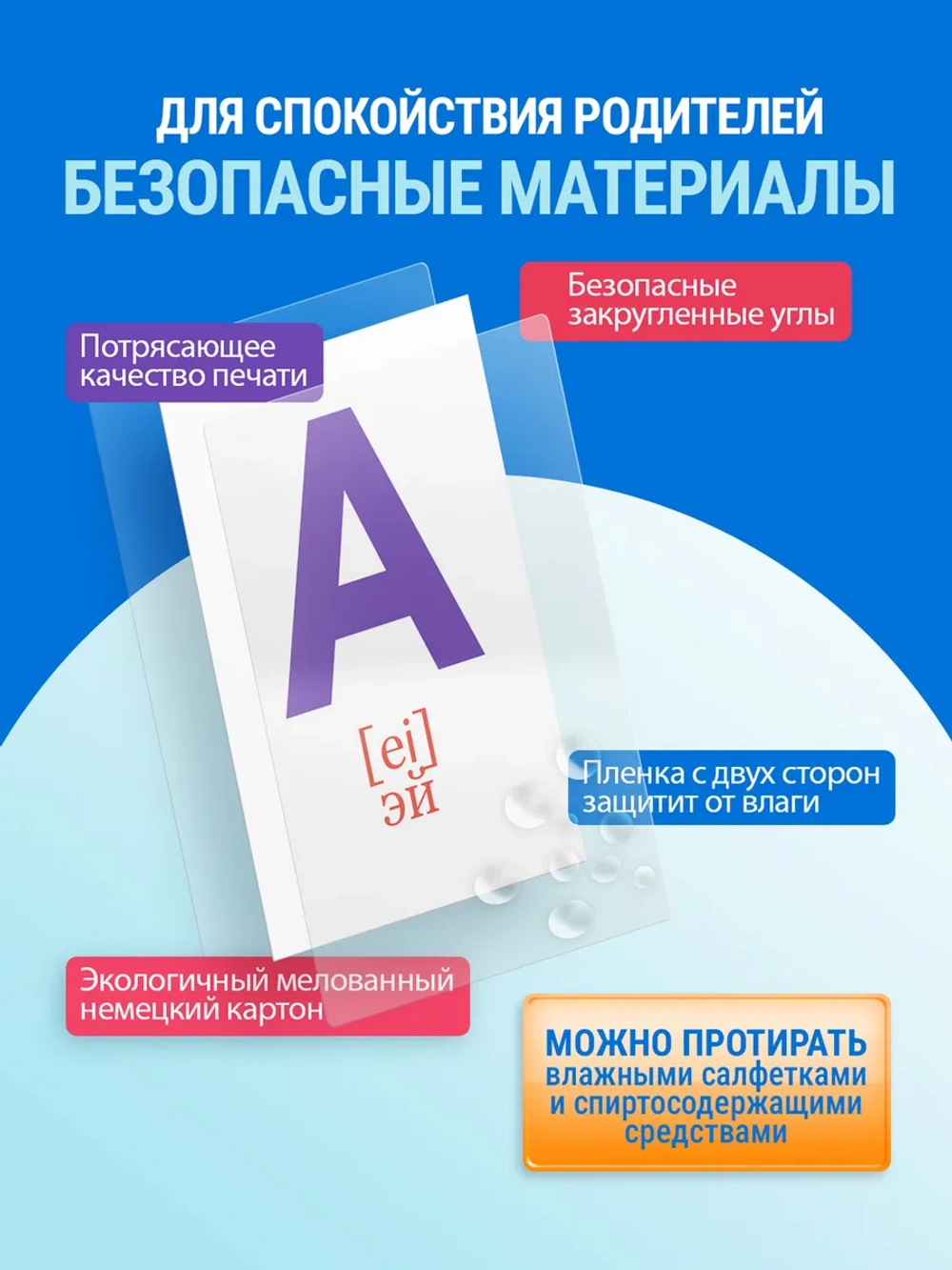 Английский алфавит для детей, карточки с транскрипцией