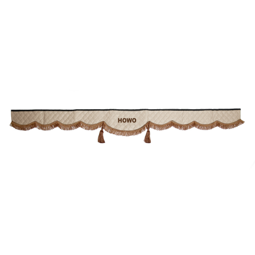 Ламбрекен HOWO (экокожа, бежевый, коричневые кисточки) 230см