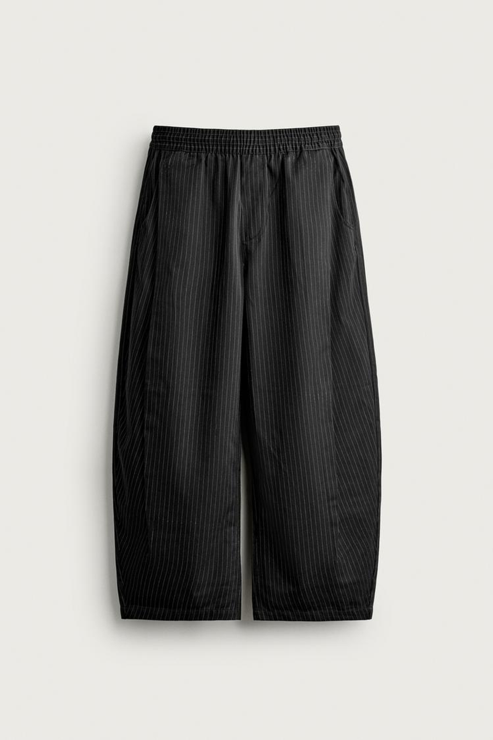 ZARA БРЮКИ BALLOON FIT С БОКОВЫМИ ЗАЩИПАМИ, ПОЛОСКИ