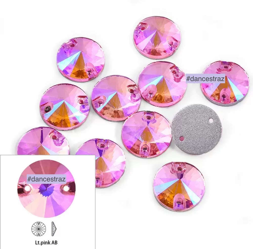 Стразы пришивные, Rivoli, Light Pink AB, A3-P49, 16mm, (32 ea/pkg), (F2)