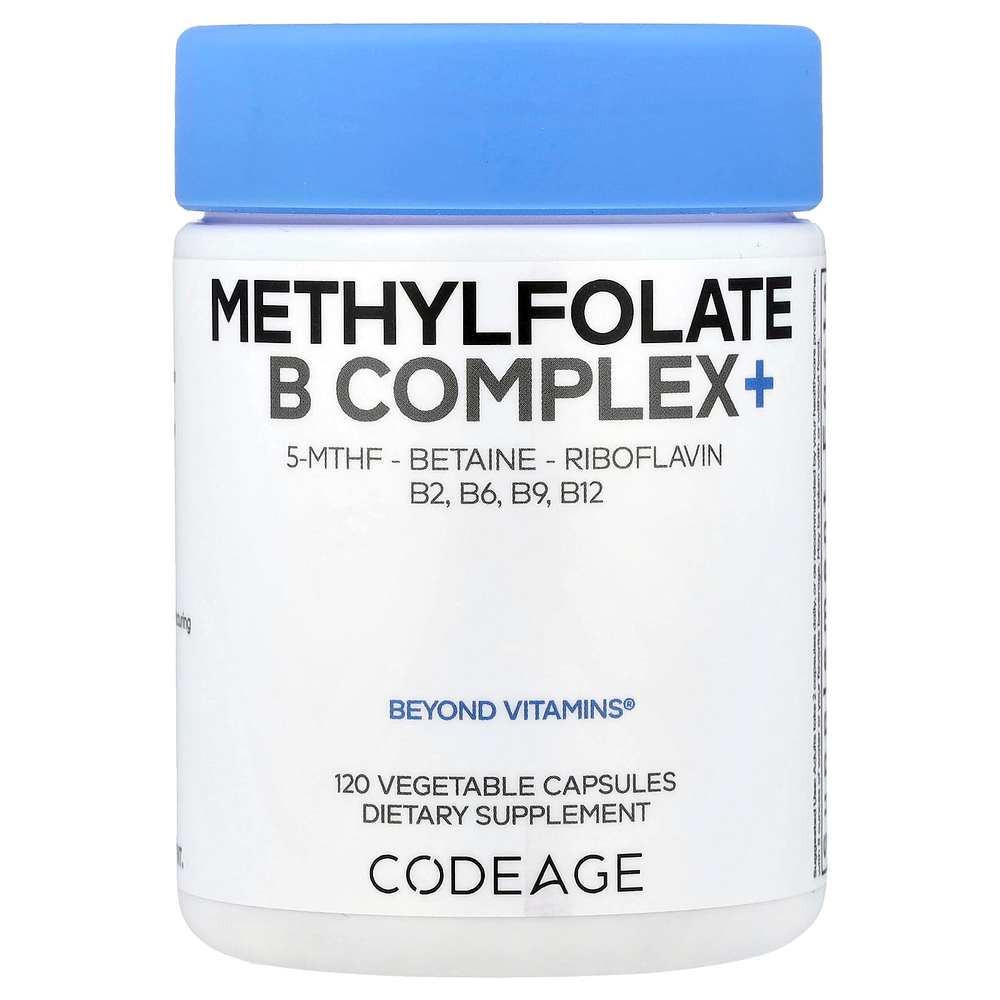 Codeage, Methylfolate B Complex+, комплекс витаминов группы B с метилфолатом, 120 растительных капсул