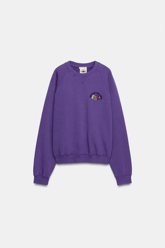 ZARA - FRUIT OF THE LOOM™ ТОЛСТОВКА С ЭФФЕКТОМ ПОТЕРТОСТИ, СИРЕНЕВЫЙ