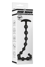 Черная анальная цепочка Ribbed Silicone Anal Beads - 48,3 см. (Цвет: черный)