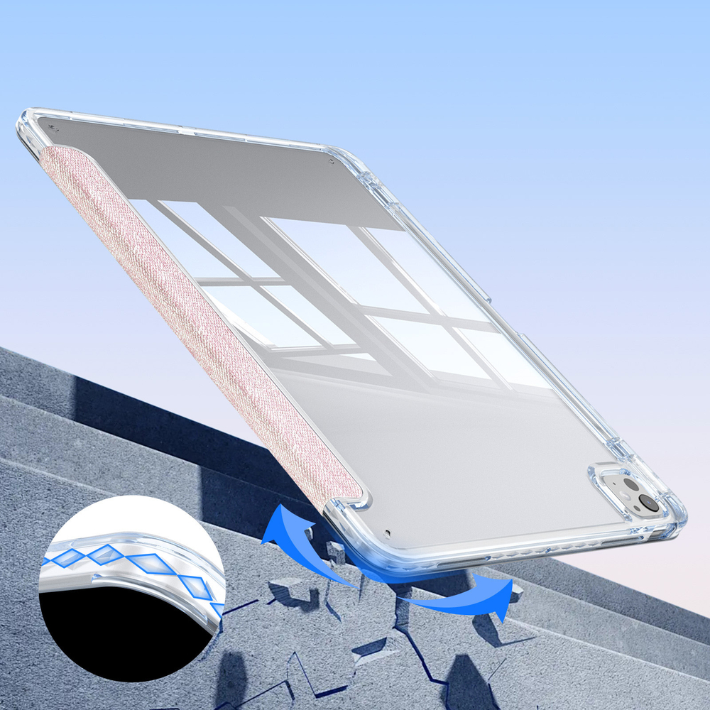 Чехол книжка розового цвета от Dux Ducis для Apple iPad Pro 13 с 2024 года, серия Unid Series Case, с держателем Apple Pencil и функцией автоматического перехода в спящий режим
