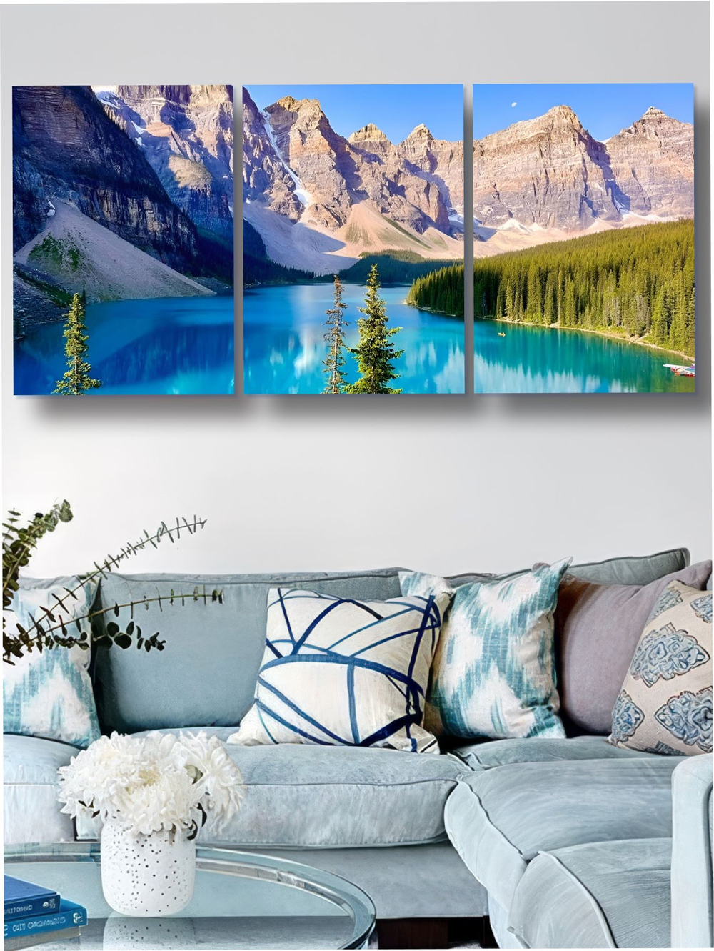 Картина Деревенская речка модульная 50x70см 3шт.