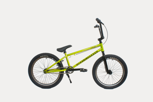 Велосипед 20" COMODO BMX CYCLONE ободной тормоз Cr-Mo 1-скорость желто-зеленый металлик