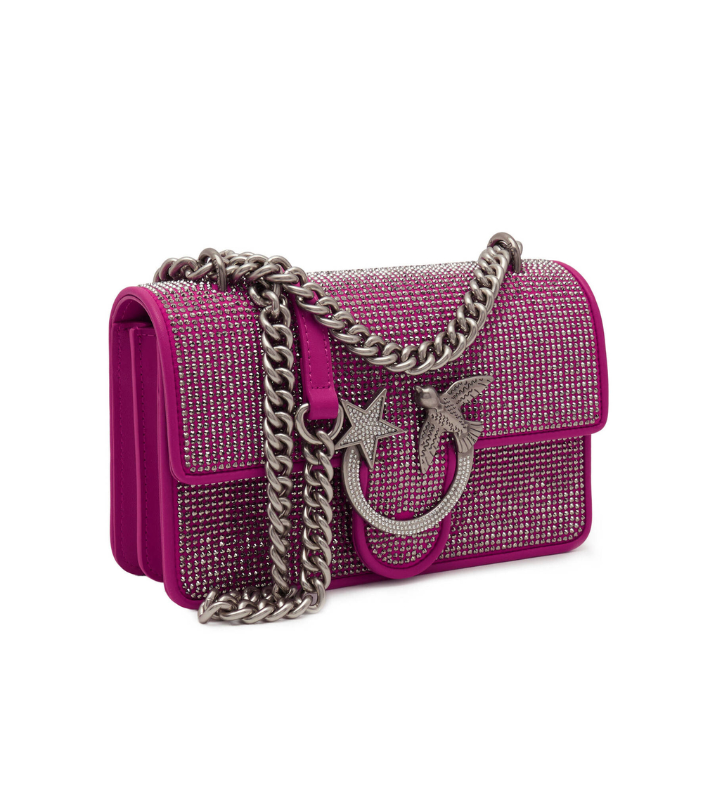 Кожаная сумка через плечо LOVE ONE MINI DC FULL STRASS Pinko - розовый(100074 A17Z)