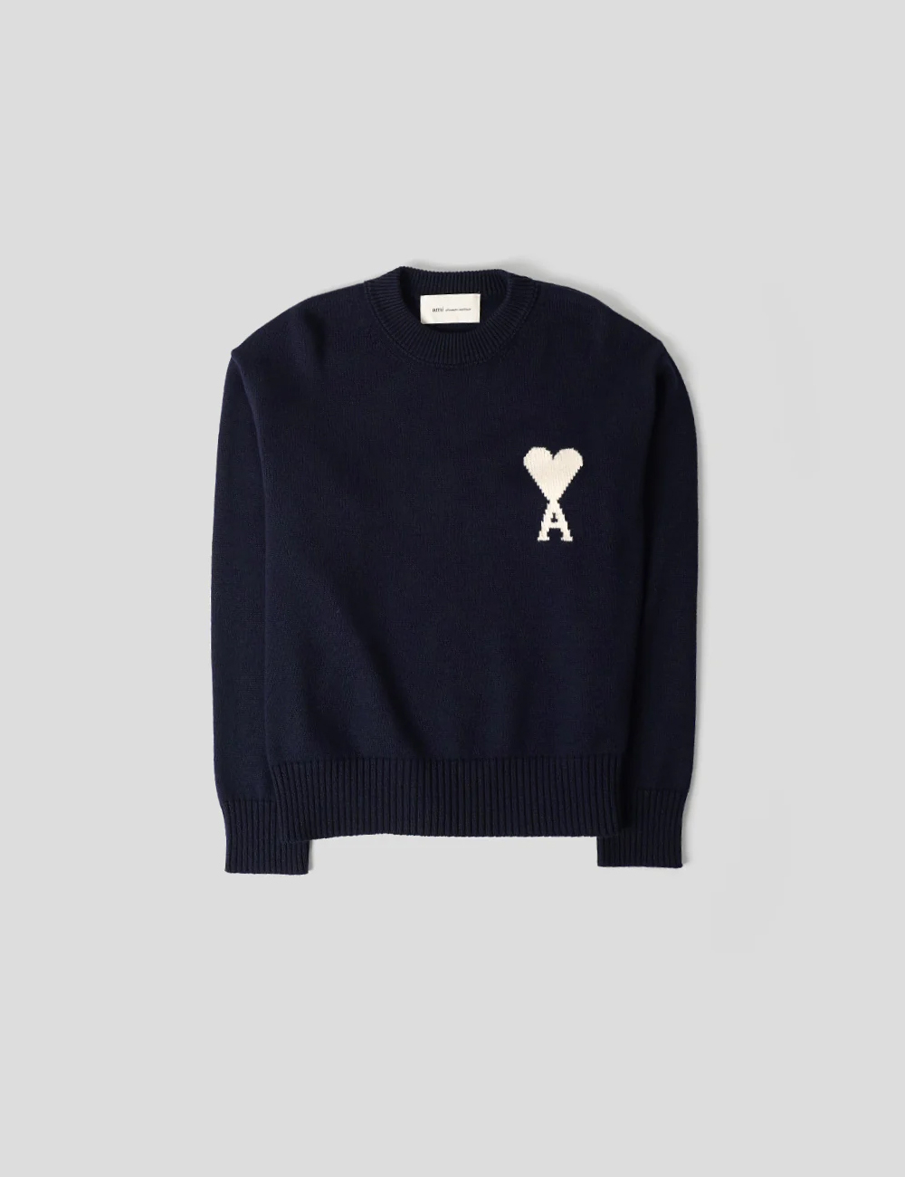 Свитер AMI PARIS Round Neck Wool "Encre / Ecru"