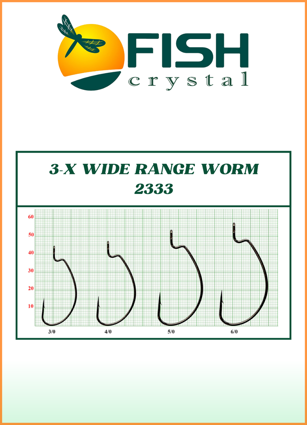 Крючок рыболовный Fish Crystal (офсет) 3-X WIDE RANGE WORM 2333 №3/0 (5 упаковок)