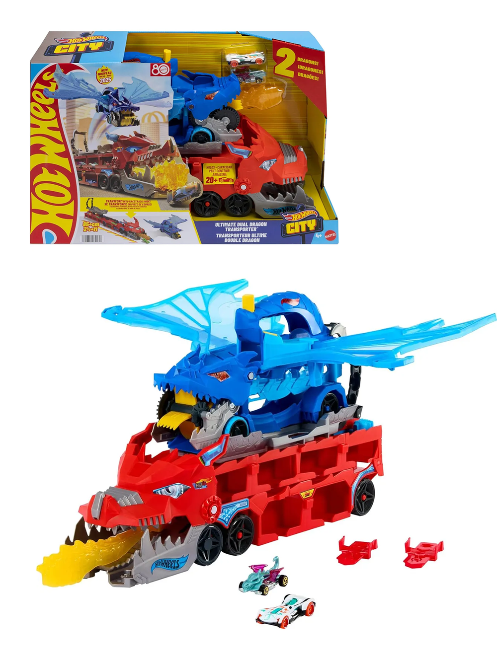 Автовоз Hot Wheels Дракон-перевозчик Jbm72 | Dragon Transporter грузовик для перевозки машинок в виде дракона | 3+