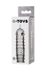 Прозрачная насадка на пенис TOYFA A-Toys с ребрами и точками - 15,3 см. (Цвет: прозрачный)