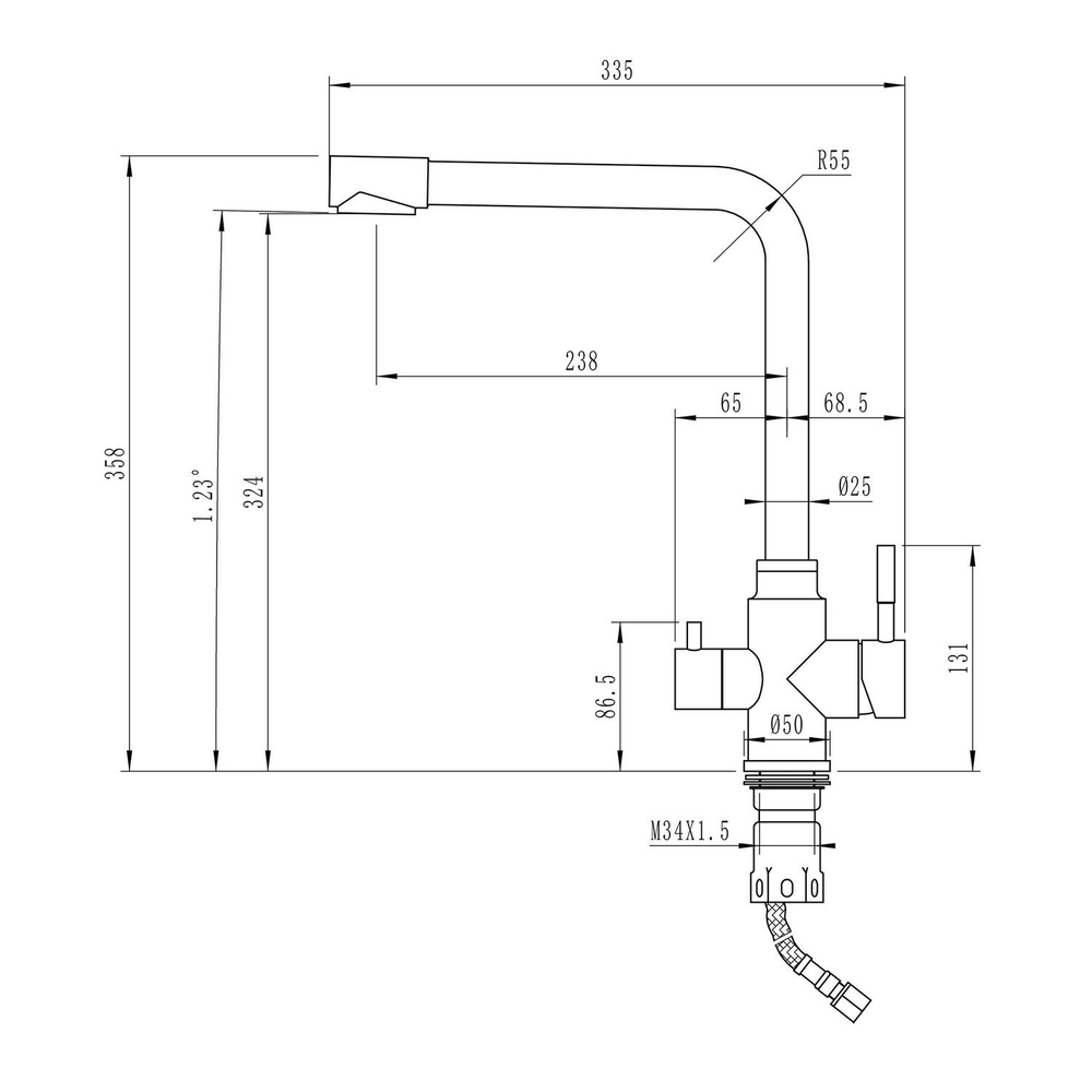 Смеситель для кухни 35к MIXLINE МЛ-ГС13 (ML-GS13) (341) молоко с вых. для питьевого фильтра