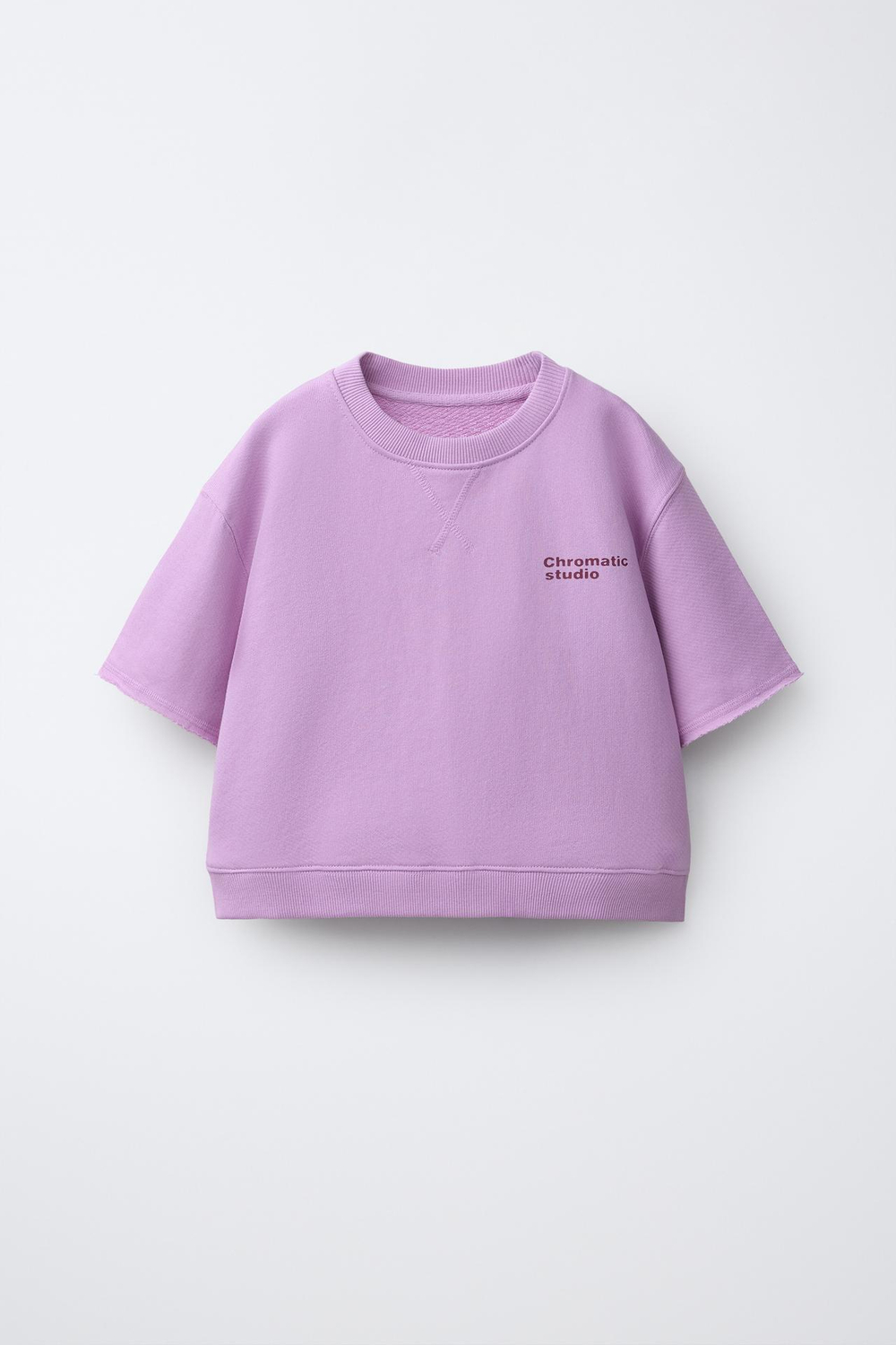 ZARA ФУТБОЛКА ИЗ ФУТЕРА, СВЕТЛАЯ МАЛЬВА