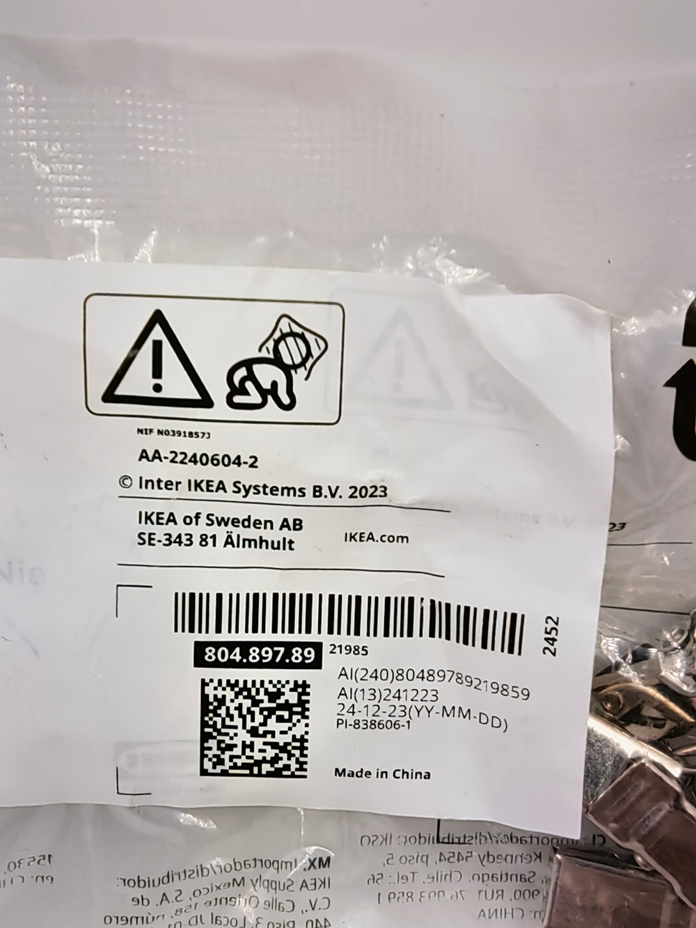 IKEA Кольца для штор Syrlig с зажимом и крючком никелированные, диаметр 38 мм, в упаковке 10 колец