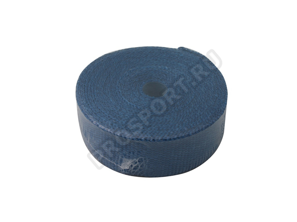 Термолента для глушителя синяя 1mm*50mm*10m, с 5 хомутами,стекловолокно (в блистере)