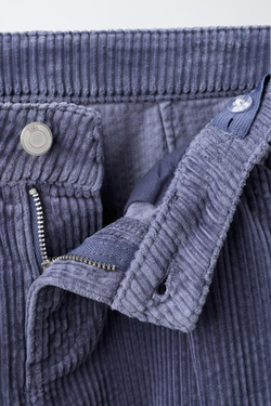 ZARA ВЕЛЬВЕТОВЫЕ БРЮКИ BAGGY С ЗАЩИПАМИ, СТАЛЬНОЙ СИНИЙ
