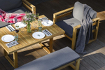 Диванный комплект из акации Joygarden БУКА с обеденным столом, Natural Teak, серый