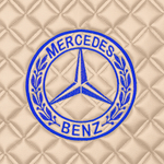 Ковры MERCEDES Actros с 2022 года (Китаец) ровный пол (экокожа, бежевый, бежевый кант, синяя вышивка)