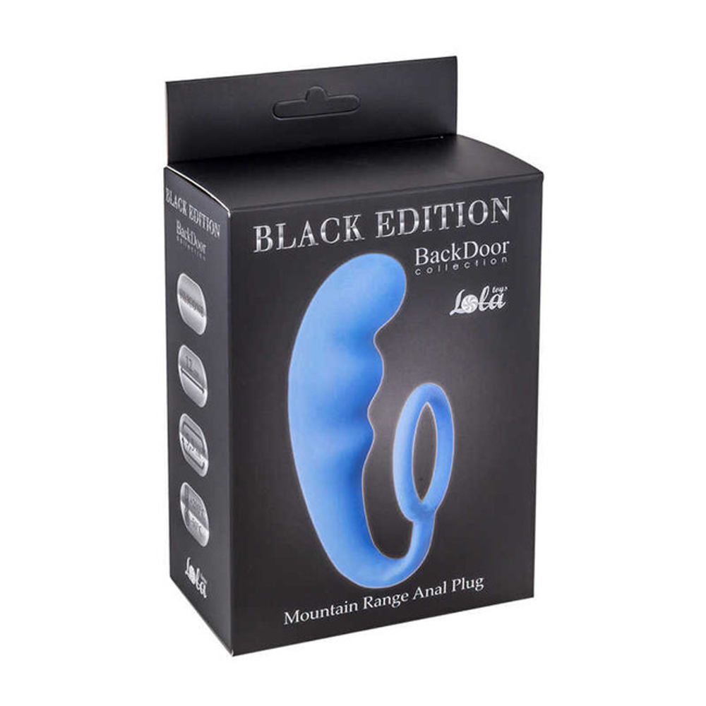 Эрекционное кольцо с анальной пробкой Double Pleasure Anal Plug Blue (19 см , синий) (Цвет: синий)