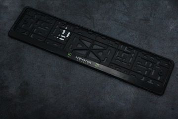 Пластиковая рамка номера с защелкой "Monster Energy" (Черная)