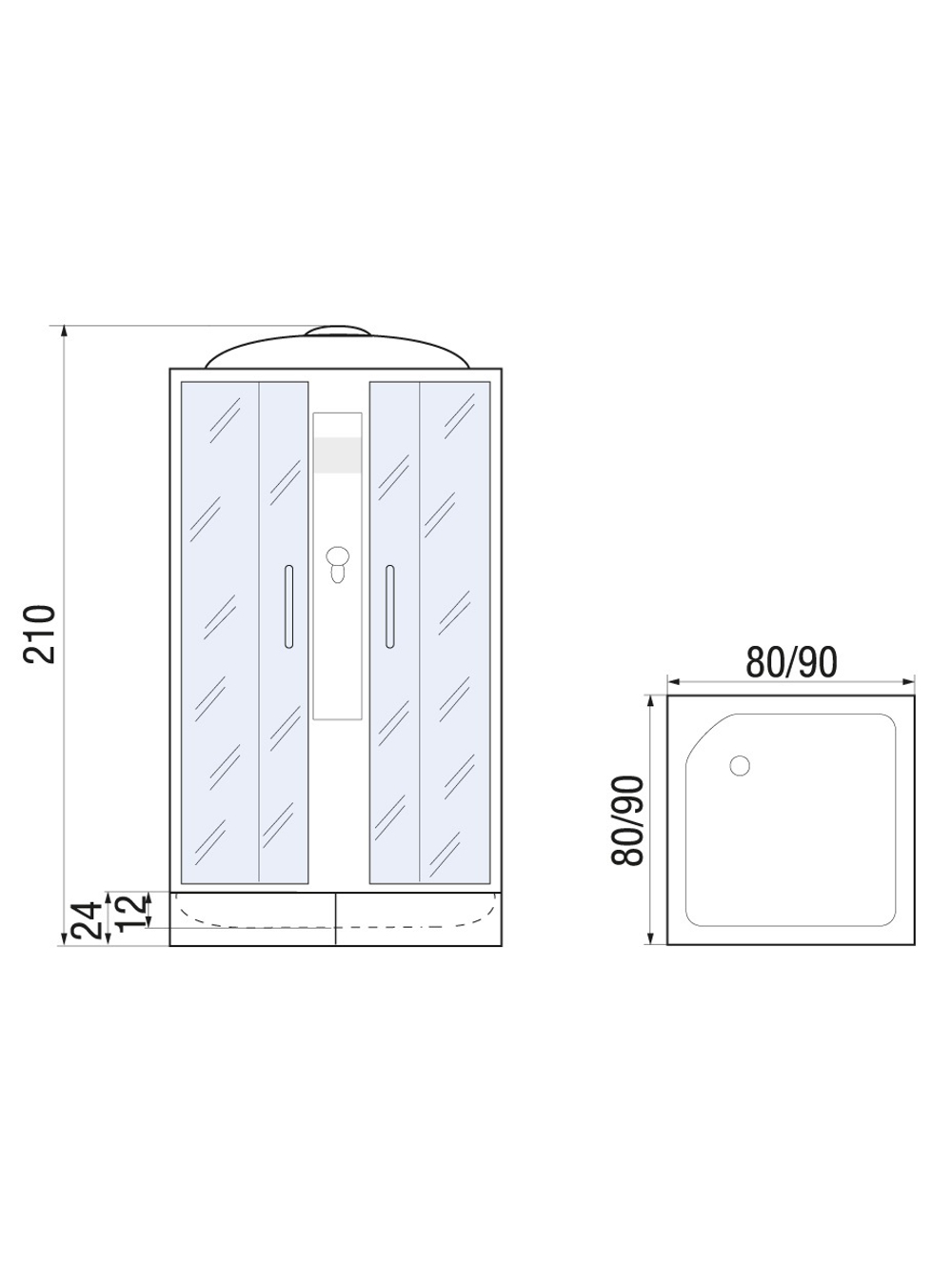 Душевая кабина RIVER QUADRO 90/24 МТ 90x90x210 10000002437 Универсальная Квадратная