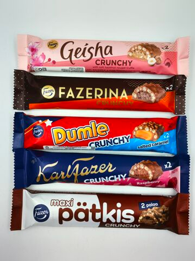 Fazer Набор батончиков Crunchy с воздушным рисом в шоколаде, ассорти 5 вкусов, 260 г