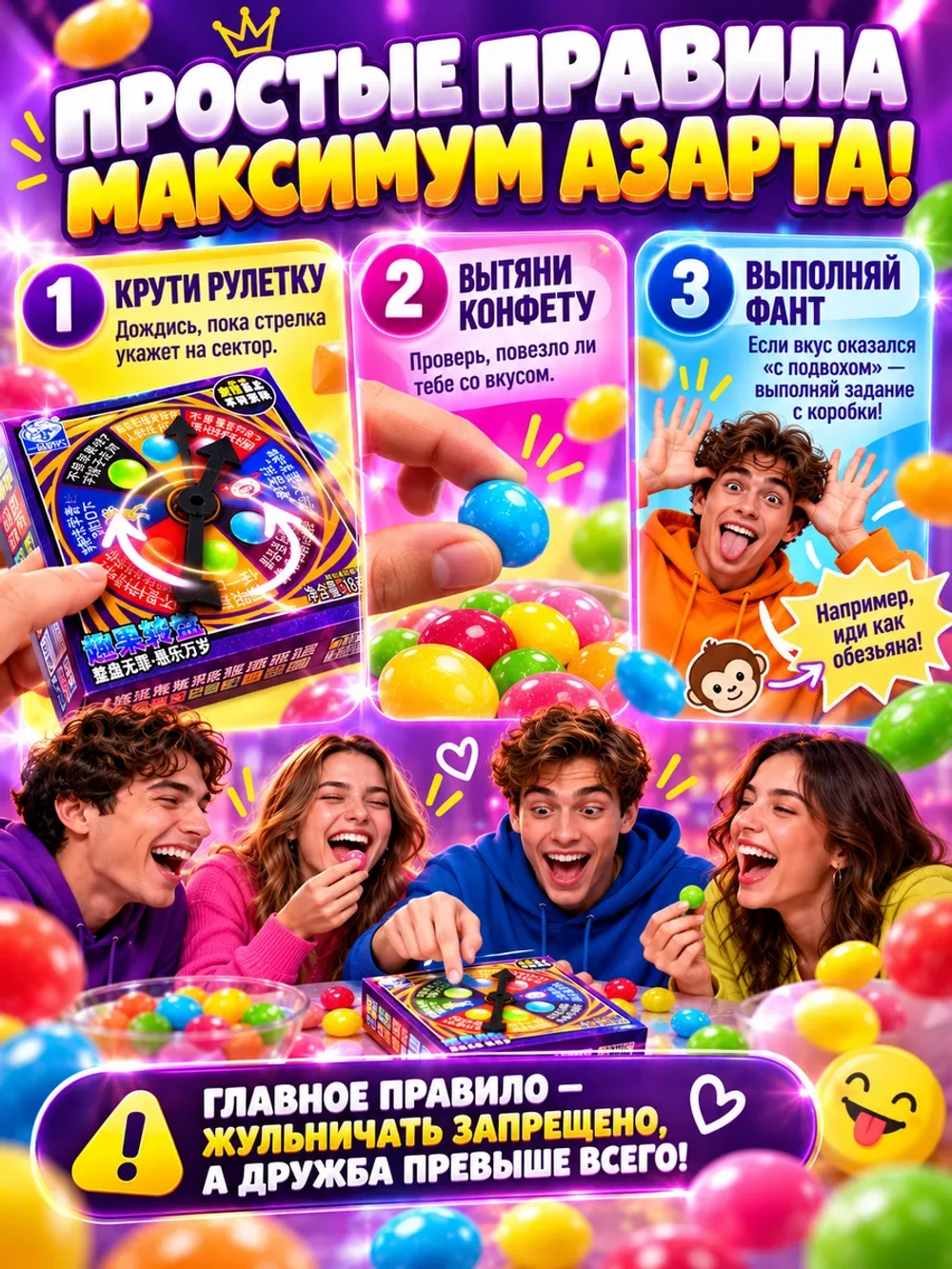 Конфеты Игра-Рулетка в стиле "Bean Boozled" 18 г * 4 шт