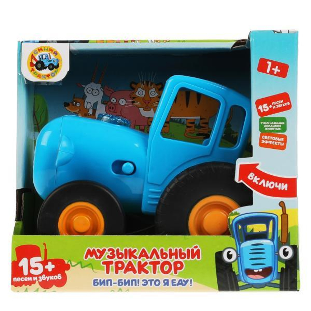305876/Каталка Синий ТРАКТОР 15+ песен и звуков, свет, в кор, на бат Умка/HT848-R/1