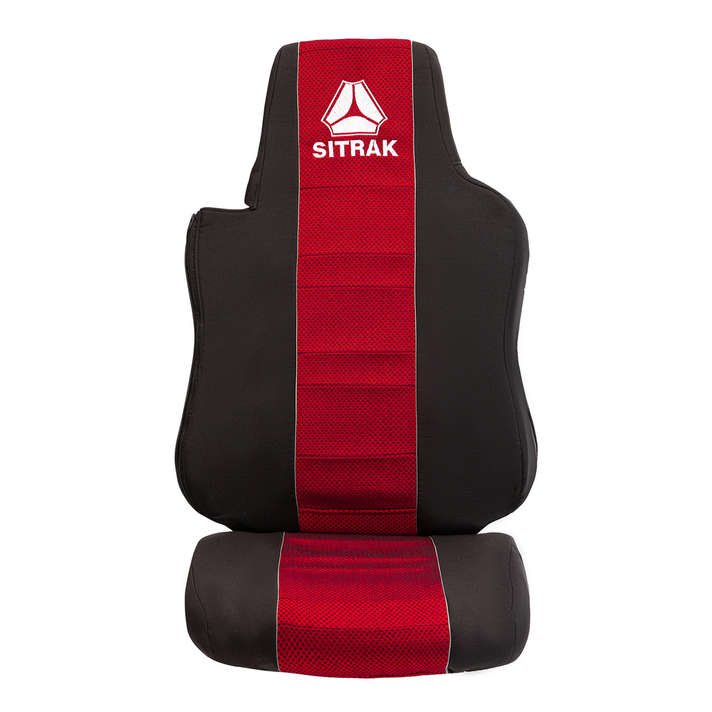 Чехлы SITRAK C7H (полиэфир, черный, красная вставка)