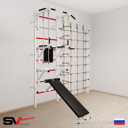 Шведская стенка Sv Sport усиленная 6990 (Турник стандарт/Брусья/Стойка/Скамья/Лестница/Трапеция/Канатный лаз)