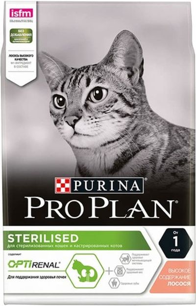 Сухой корм Pro Plan® для стерилизованных кошек, с высоким содержанием лосося, Пакет, 1,5кг
